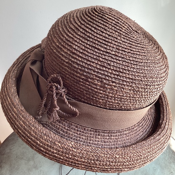 Helen Kaminski Rolled Brim Raffia Brown Hat with Bow main image 7